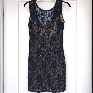 Navy blue lace and sequin short dress never worn!